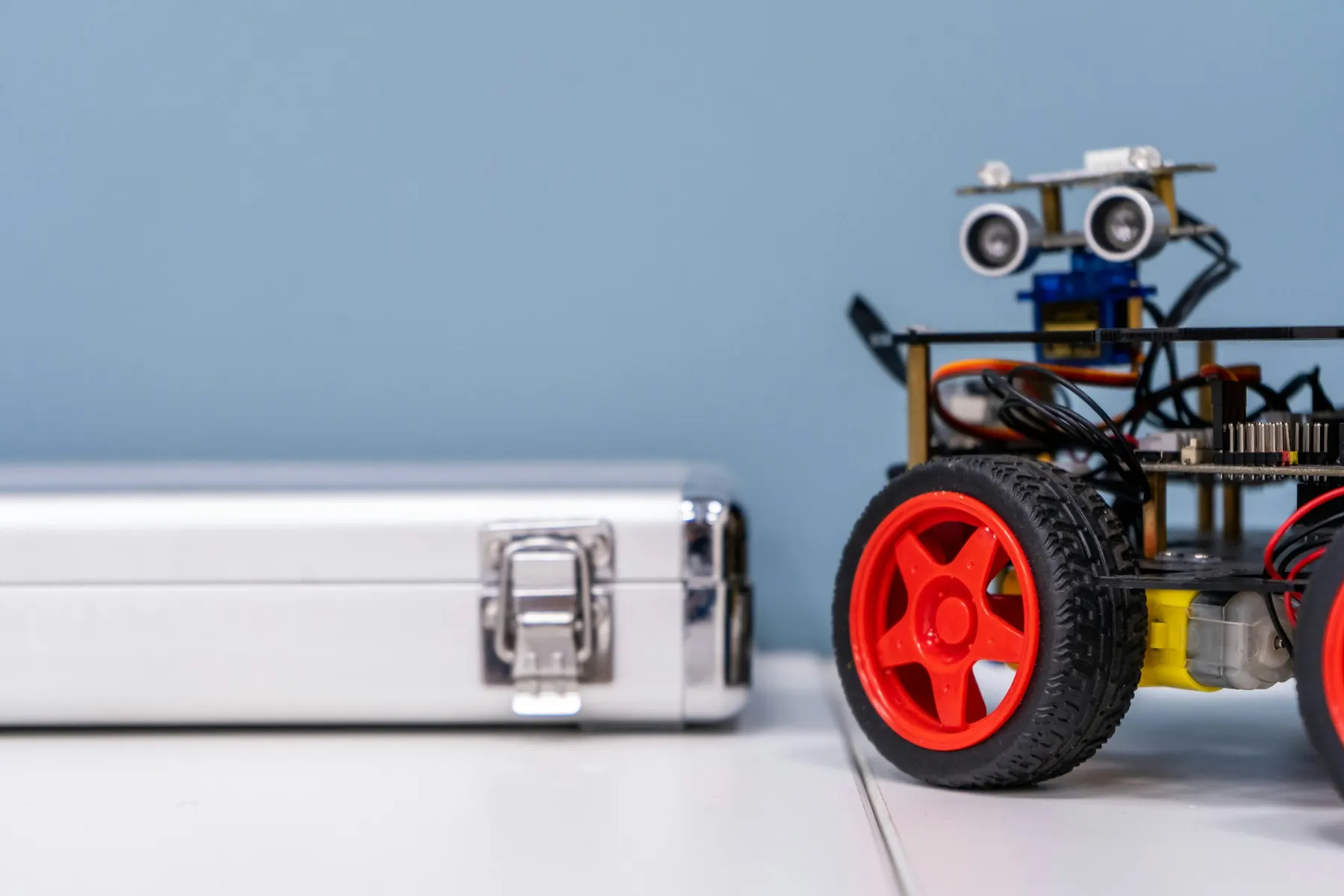 A bluetooth-controlled car style build, as students make in Class 8